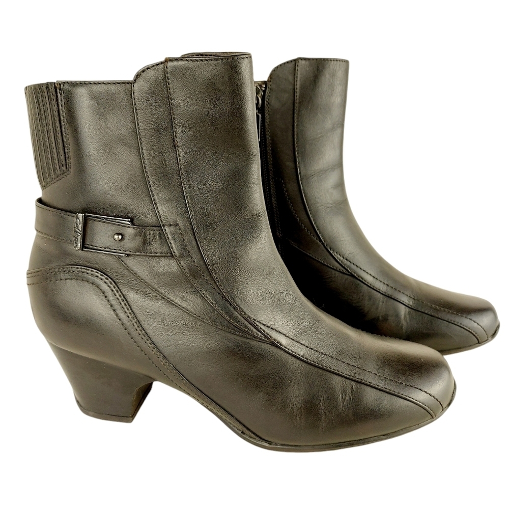COLLÈGE black leather heeled boots Aqua Protect Size 8 M